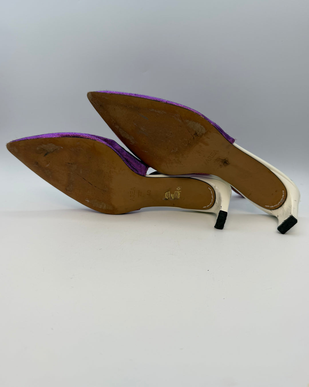 Textured Metallic Pink and White Heels - Size 40