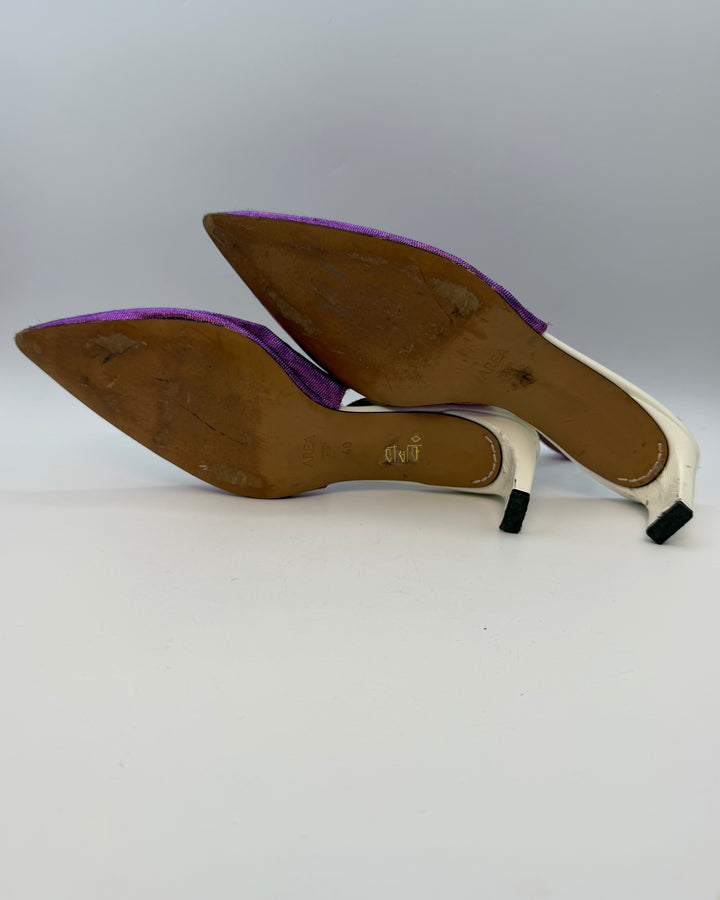 Textured Metallic Pink and White Heels - Size 40