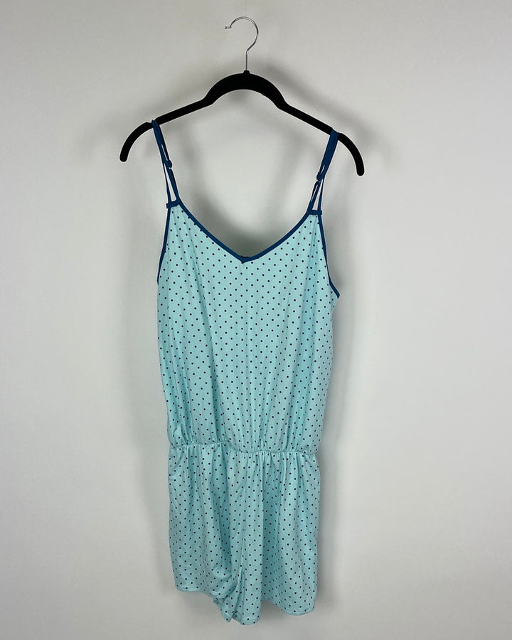 Blue Polka Dot Lounge Romper - Small