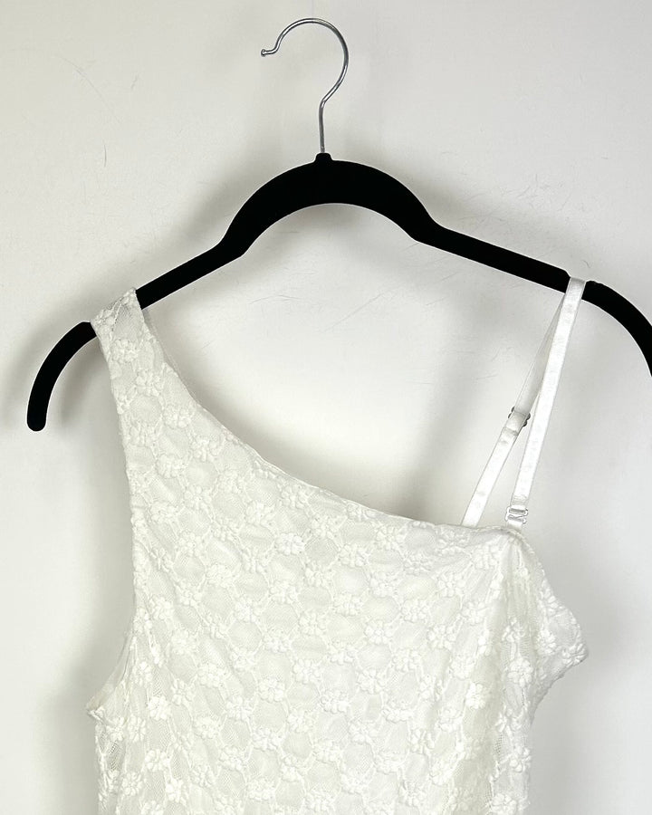 White One Shoulder Lace Shirt - Size 4/6