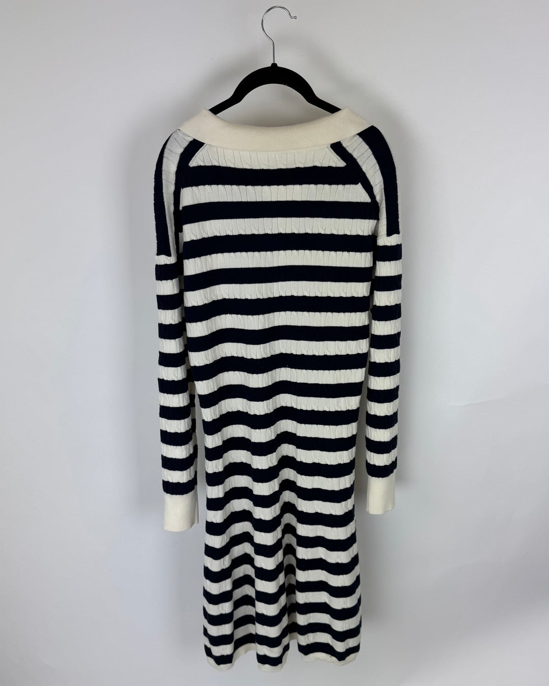 Navy and White Striped Long Sleeve Dress - Size 2/4