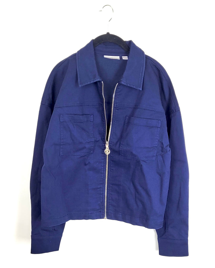 Navy Blue Lightweight Denim Jacket - Size 6/8
