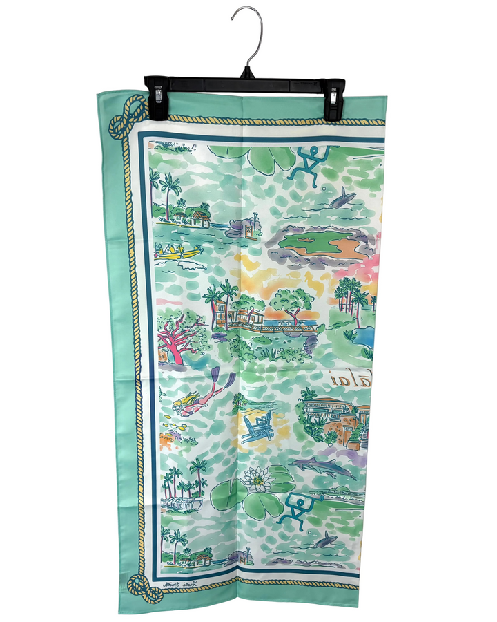 Tropical Golf Print Square Scarf - One Size FIts All