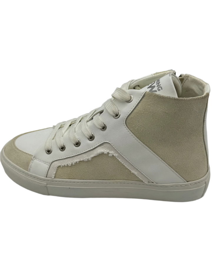 White Leather High Top Sneakers - Size 6 and 9