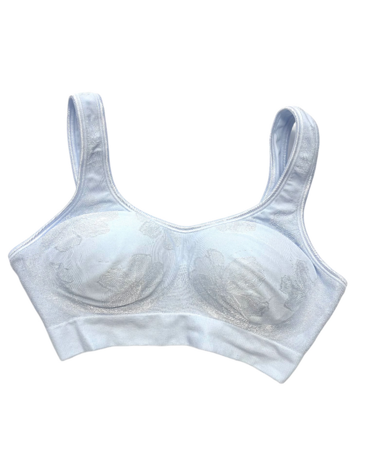 Baby Blue Flower Sports Bra- Small