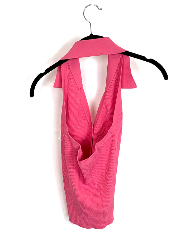 Pink Ribbed Halter Top - Size 2