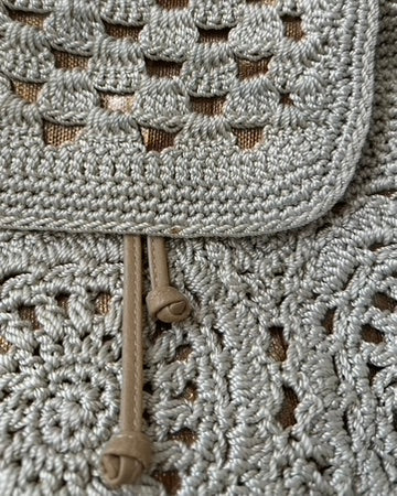 Beige Crochet Backpack
