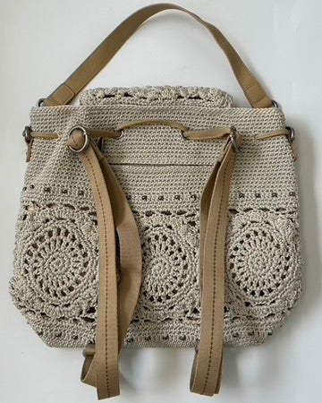 Beige Crochet Backpack