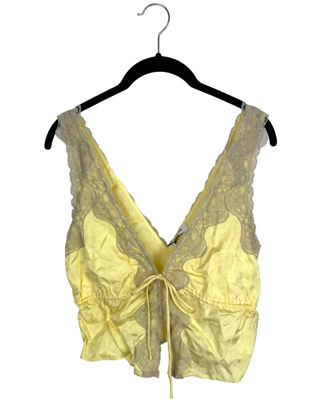 Macaroon Yellow Front Tie Lace Top - 0/2