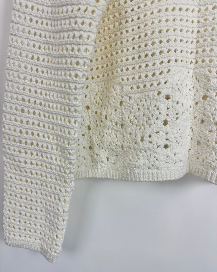 Cream Crochet Knit Sweater - Size 6