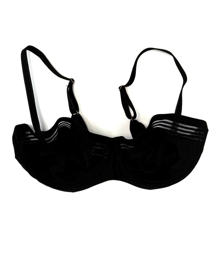 True Black Mesh Underwire Bra - 34C