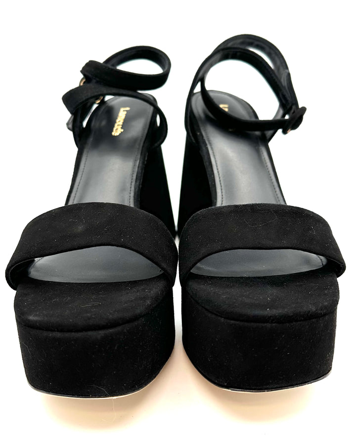 Black Suede Open Toe Heel - Size 7, 8, 8.5 and 11