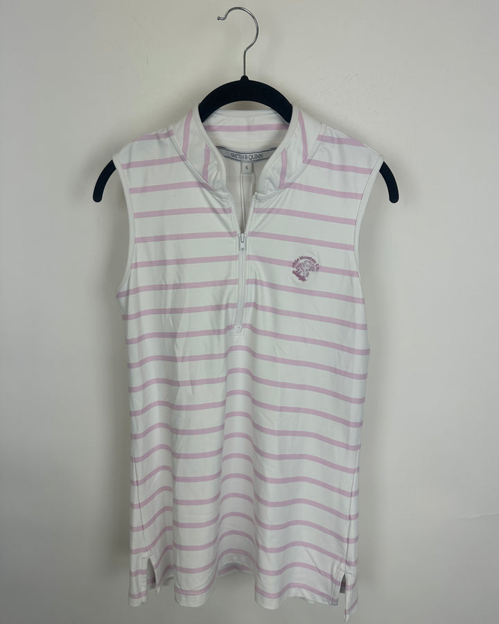 White and Pink Striped Top- Size 2/4