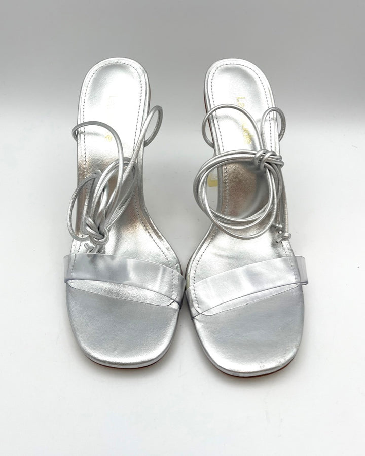 Silver And Clear Lace Up Heel - Size 6