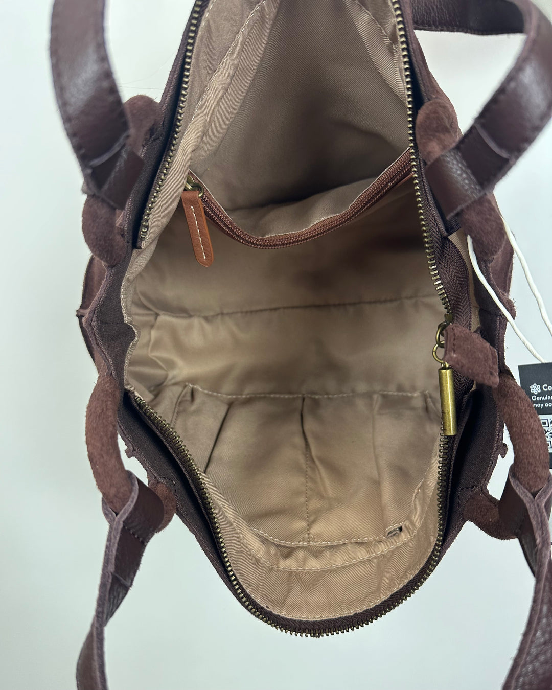 Dark Brown Double Strap Suede Shoulder Bag
