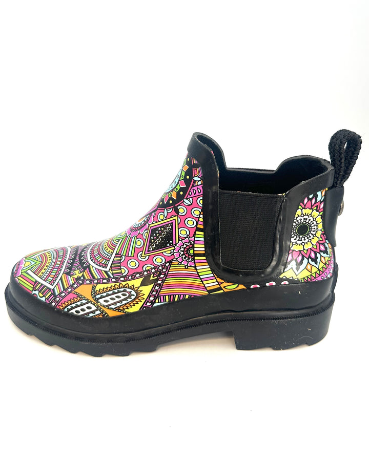 Black Abstract Rainboot - Size 6 and 9