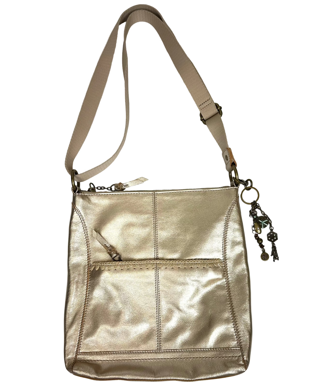Gold Metallic Leather Crossbody Bag