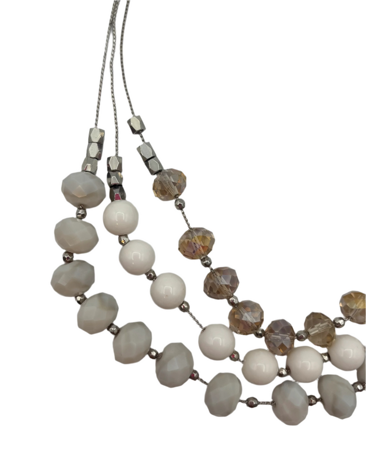 Silver Mixed Beaded Layered Necklace