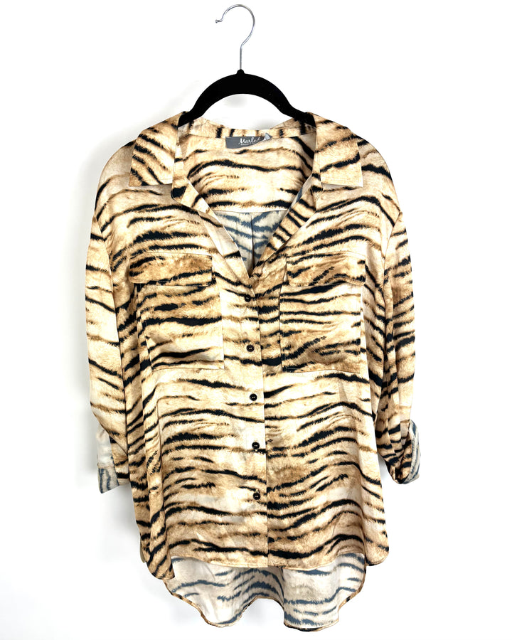 Tiger Print Blouse - Size 4/6