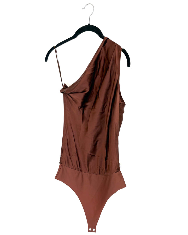 Brown One Shoulder Bodysuit - Small