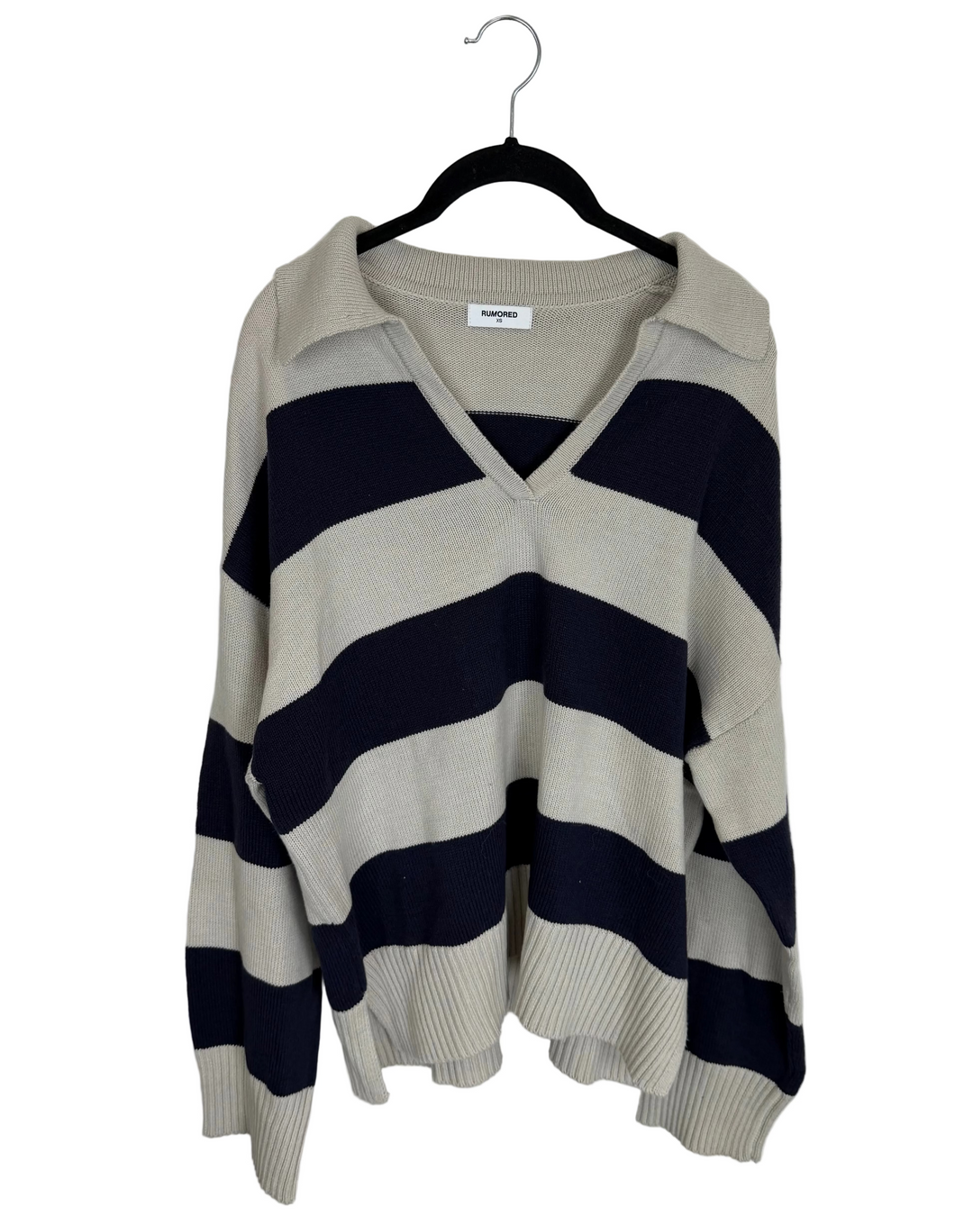 Gray & Navy Collared Sweater - Size 6/8