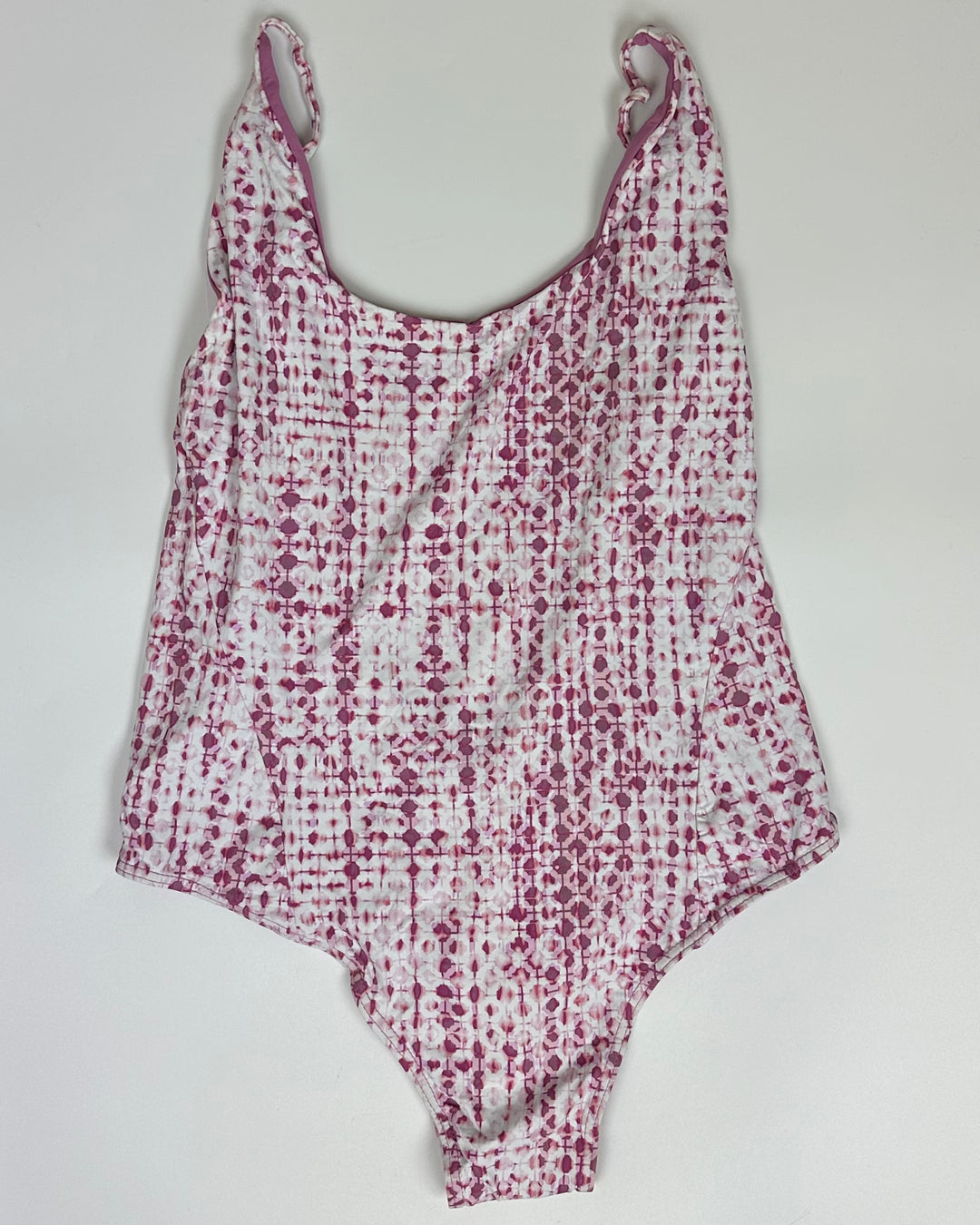 White & Purple Geometric Cheeky One Piece Swimsuit - Size 2/4