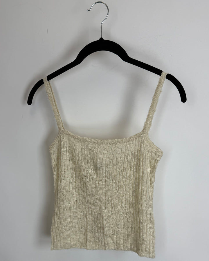 Cream Ribbed Tank Top - Size 0/2