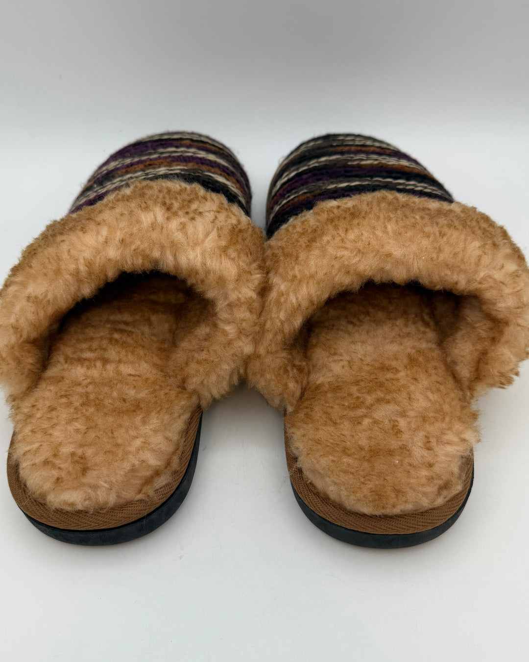 Purple & Brown Sherpa Slippers - Size 10/11