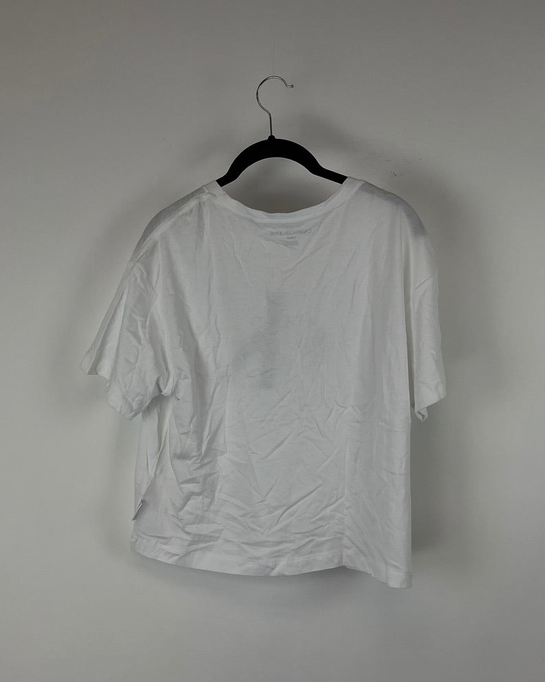 Cropped White Logo T-Shirt - Small