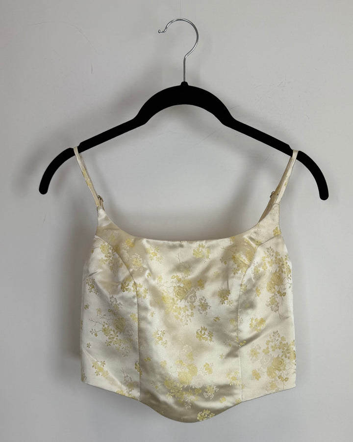 Yellow Cropped Floral Top - Size 0/2
