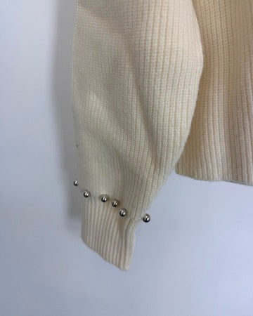 Cream Studded Cardigan - Size 6/8