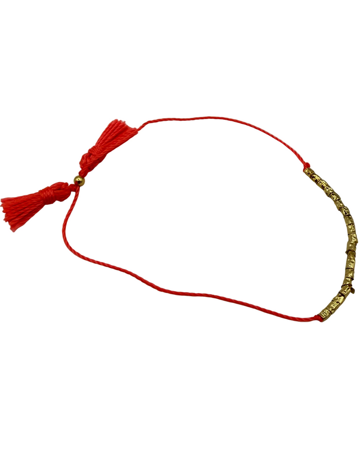 Bright Coral & Gold Bead Bracelet