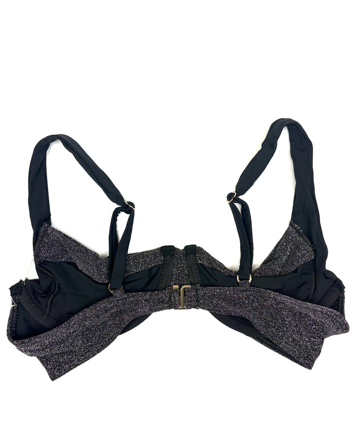 Black Shimmer Underwire Bikini Top - Small