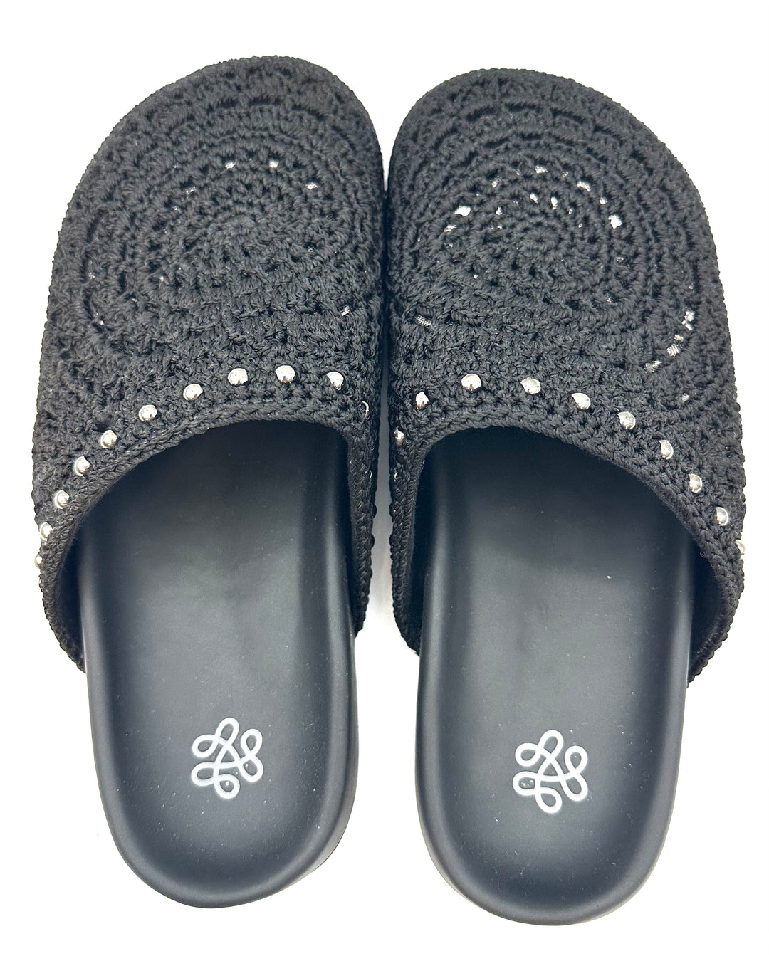 Black Crochet & Silver Clogs - Size 8, 9 and 10