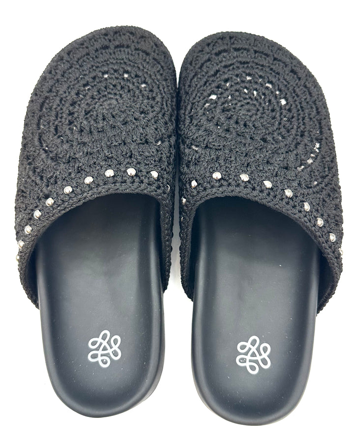 Black Crochet & Silver Clogs - Size 8, 9 and 10