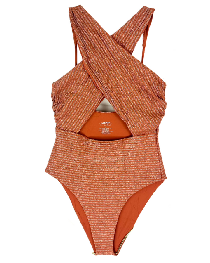 Metallic Brown Halter One Piece Swimsuit - Extra Small