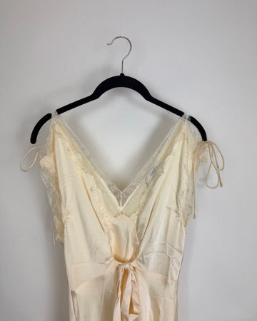 Pale Cream Lace Tie Dress - Size 0/2