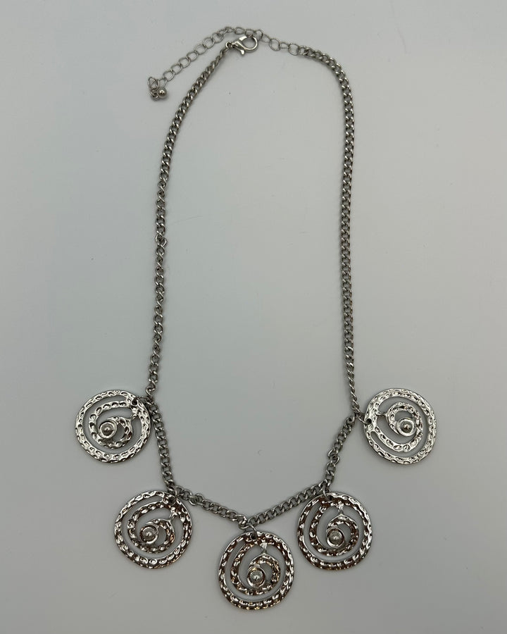 Silver Necklace With Swirl Charms