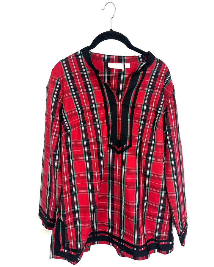 Red Holiday Plaid Tunic Top - Size 6/8