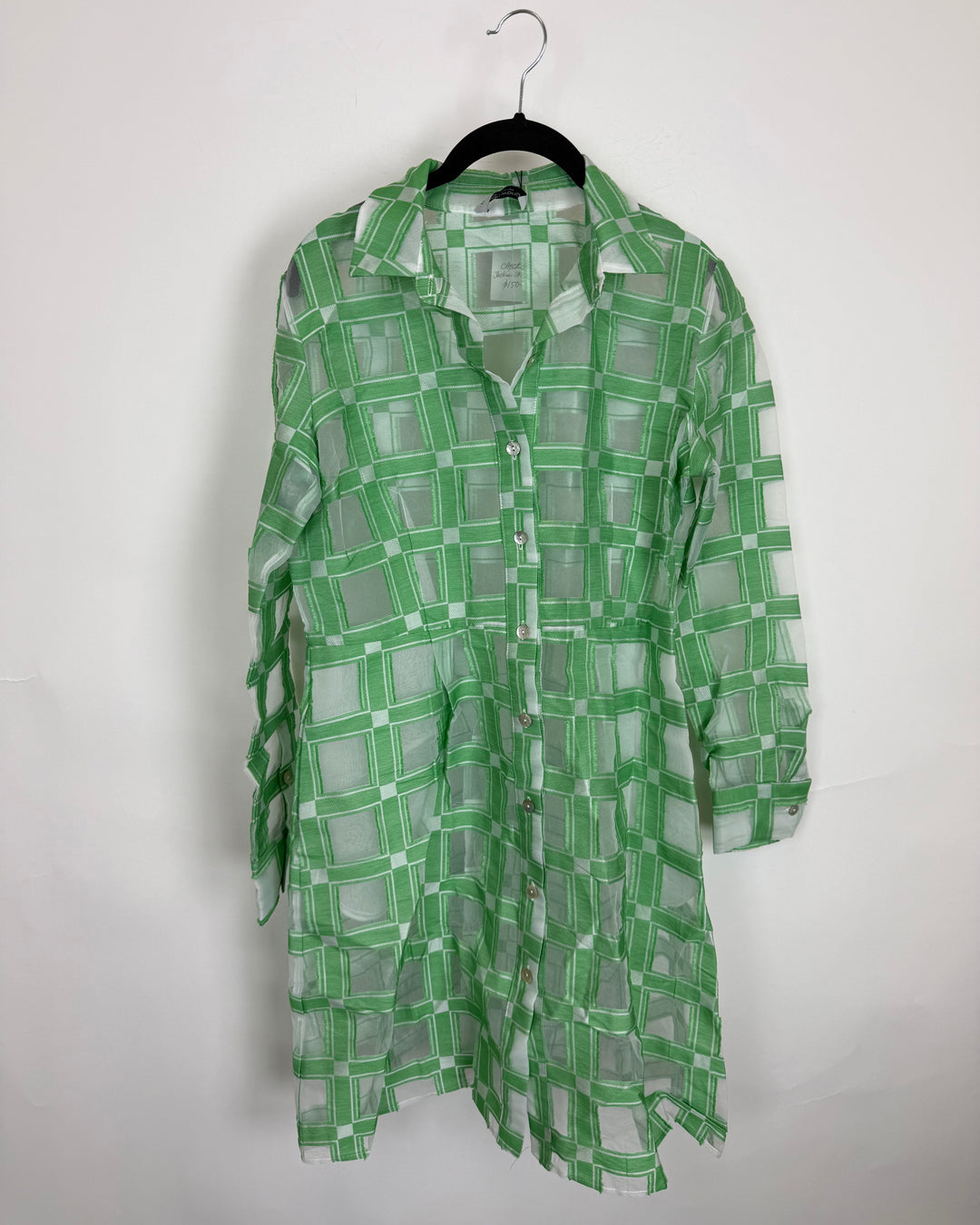 Green Sheer Shirt Dress - Size 4/6