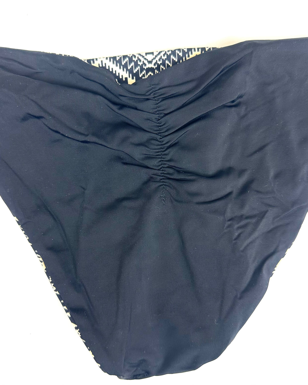 Black & Cream Printed Reversible Scrunch Bikini Bottom - XS, S, M