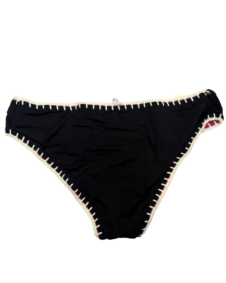 Raspberry Pink and Black Reversible Crochet Classic Bikini Bottom - L, XL