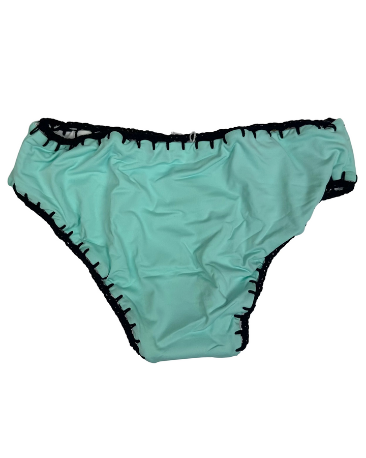 Striped Sky Blue Reversible Crochet Classic Bikini Bottom - XS, M, L, XL