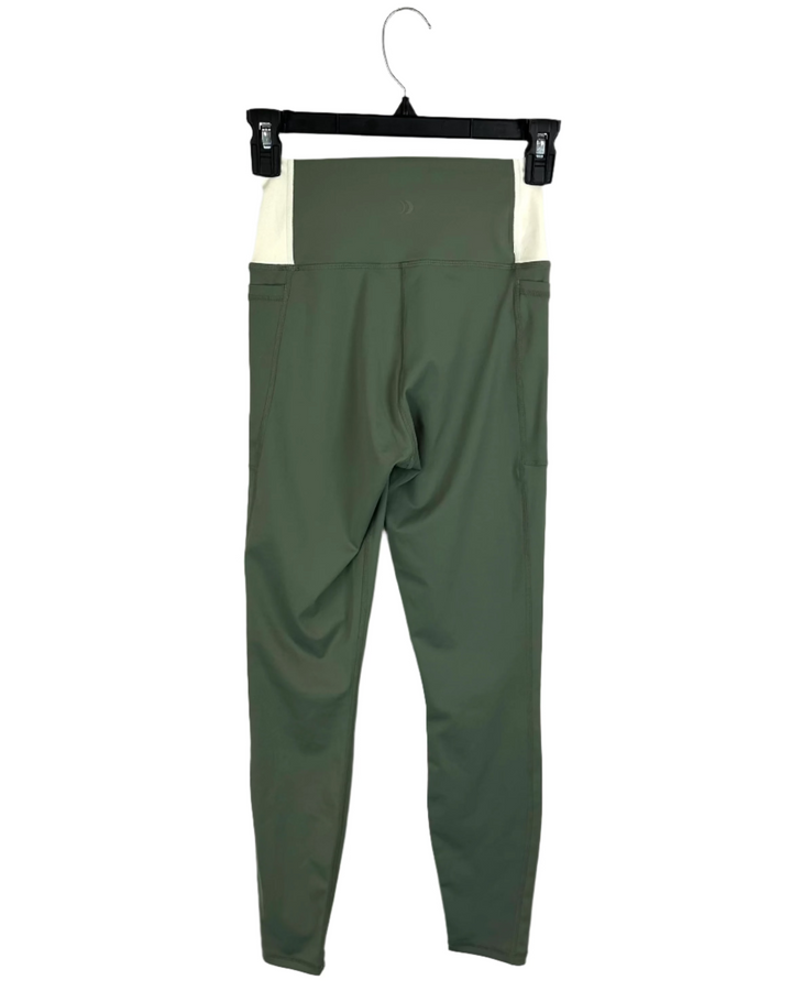 Sage Green and Beige Leggings - Size 0/2