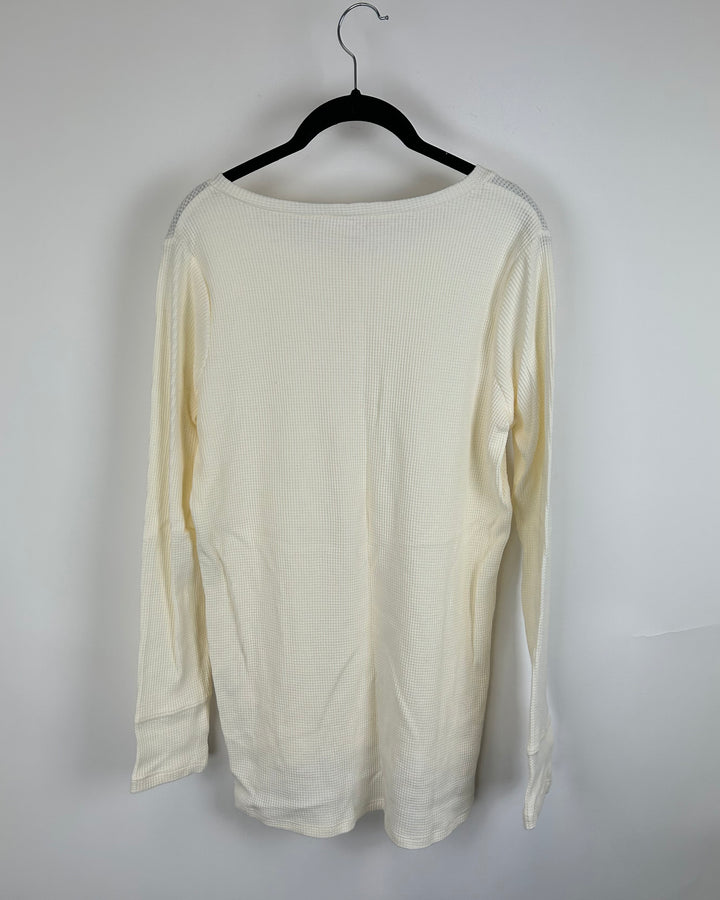 Cream Waffle Knit Long Sleeve - Size 6/8