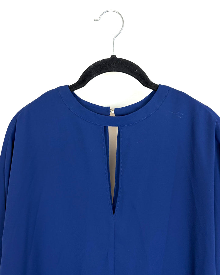 Navy Blue Flowy Top With Cutout - Size 10/12