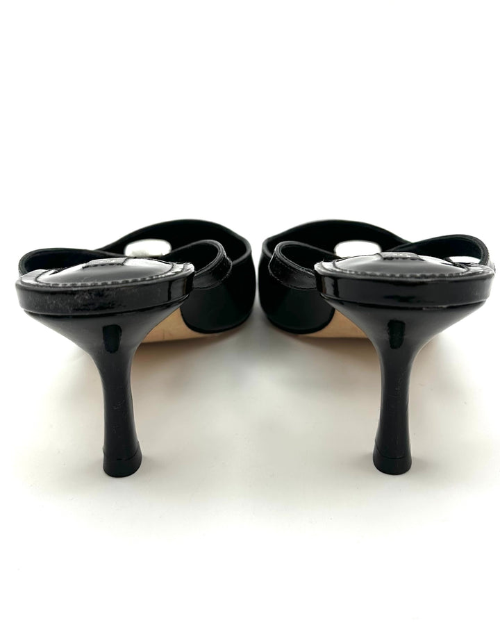 Black Patent Leather Mules - Size 7 and 8