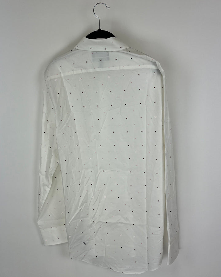 MENS White and Card Pips Print Slim Fit Dress Shirt - 15 1/2 x 35