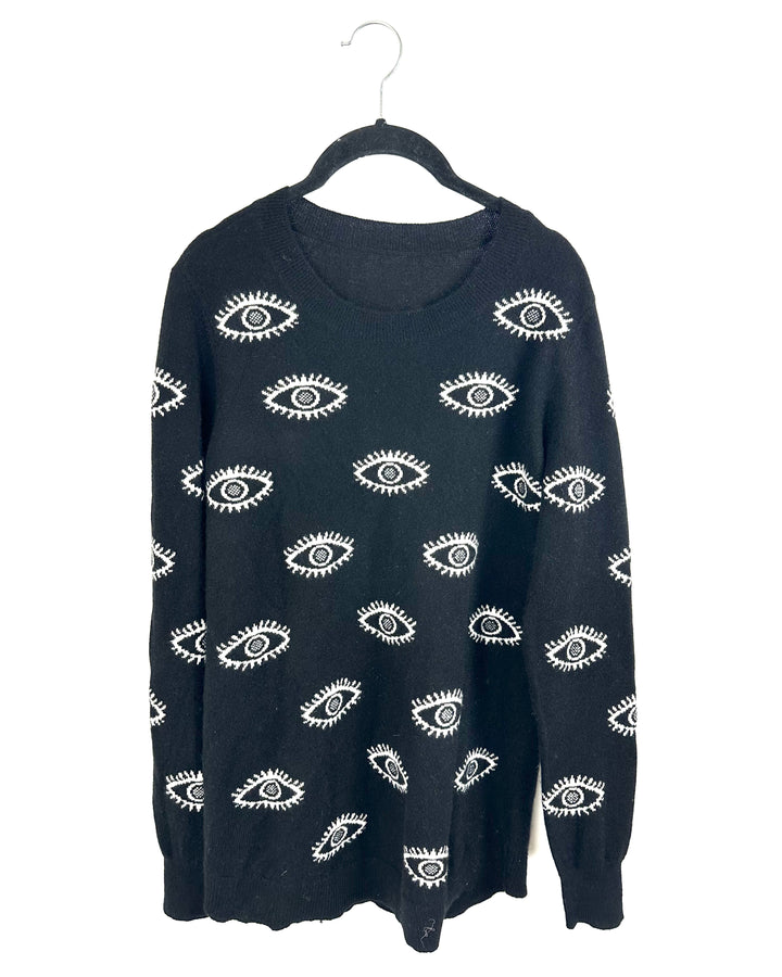 Black and White Eye Print Sweater - Size 4/6