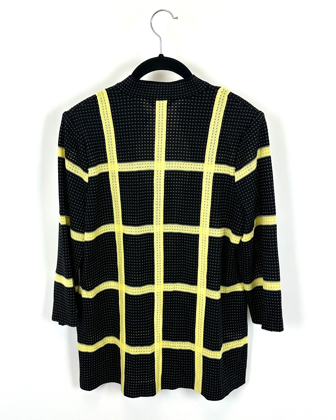 Black And Yellow Plaid Cardigan - Size 2-4